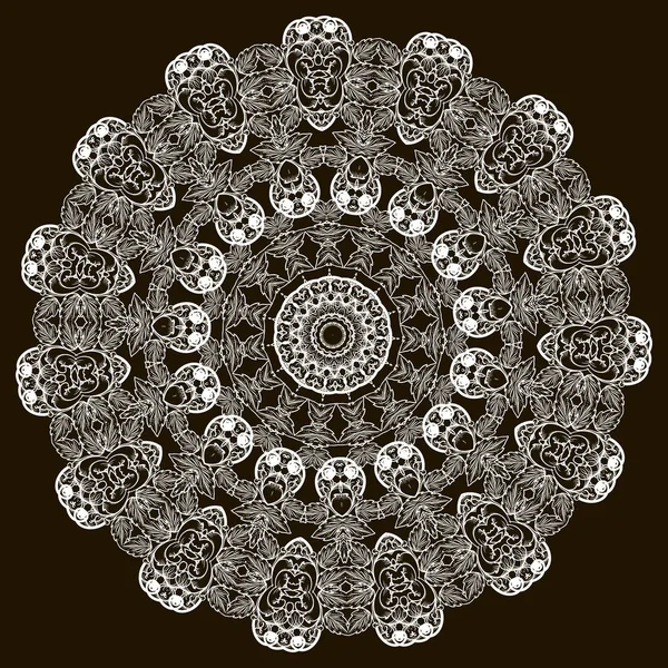 Encaje redondo ornamental patrón mandala vector barroco. Flora de encaje — Archivo Imágenes Vectoriales