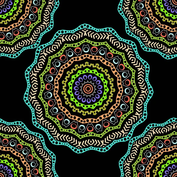 Ethnischen Stil bunte geometrische Mandalas nahtlose Muster. abstr. — Stockvektor