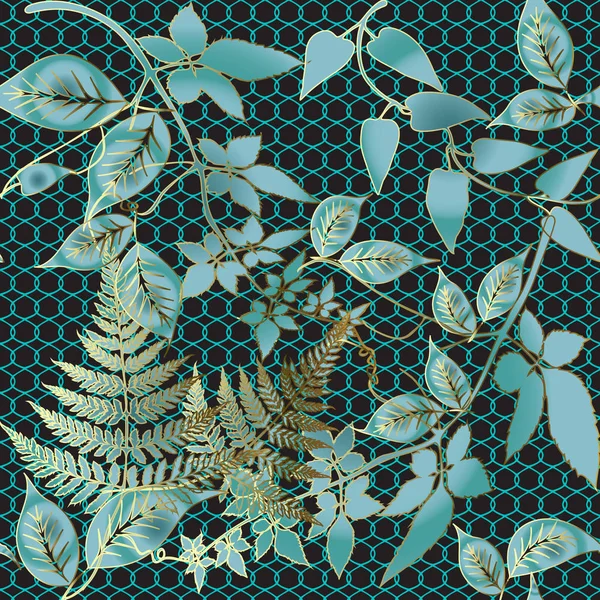 Florales blaues Vektor nahtloses Muster. Ornamentale Spitzen-Hintergrundfarbe — Stockvektor