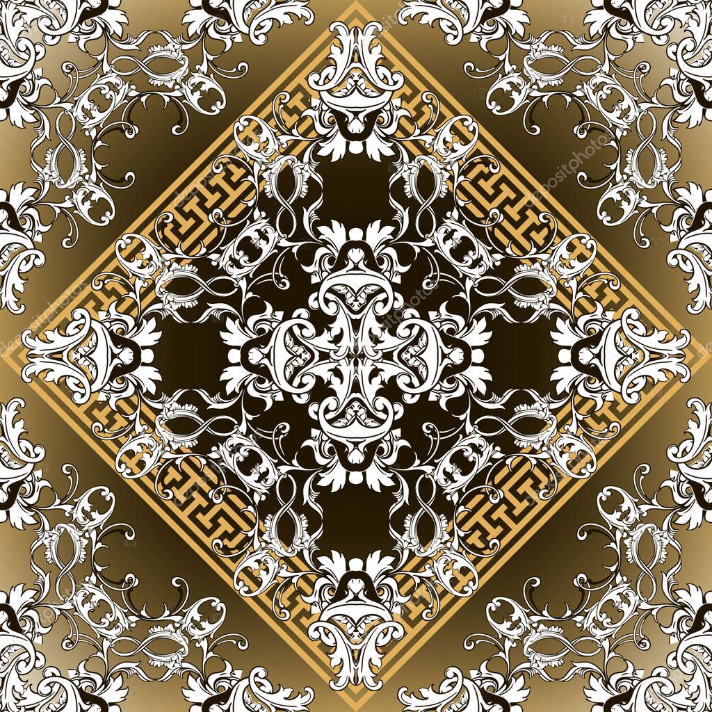 Baroque seamless pattern. Glowing vector damask background wallp