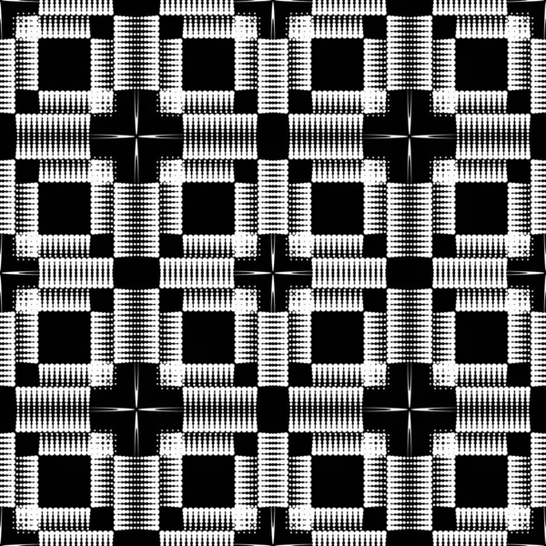 Mezza tonalità tratteggiata a scacchi vettore modello senza soluzione di continuità. Nero e bianco — Vettoriale Stock