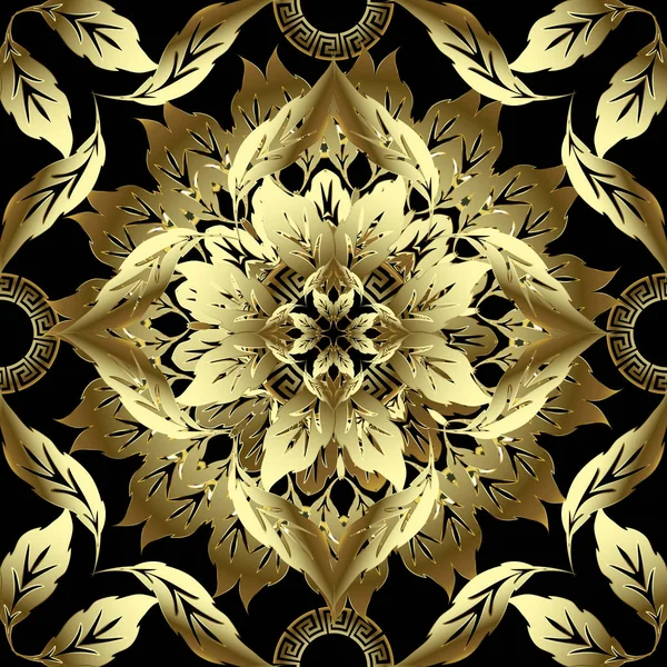 Hermoso adornado 3d oro barroco vector patrón sin costuras. Nombre — Vector de stock