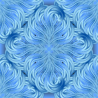 3d dokulu çiçek ışık mavi dikişsiz desen. Yüzey süsü