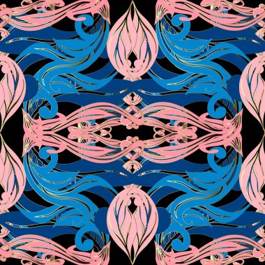 Barok dikişsiz desen. Çiçek vektör süs renkli geri