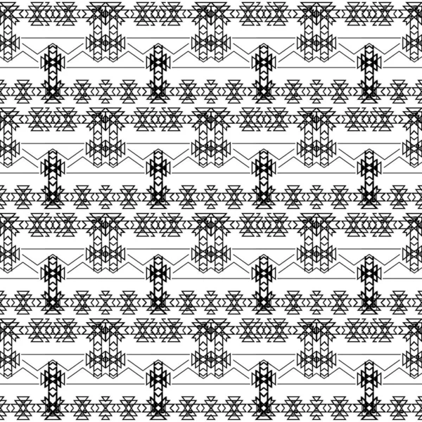 Ethnische ornamentale Zickzack-Muster nahtlos. schwarz-weißes Vecto — Stockvektor