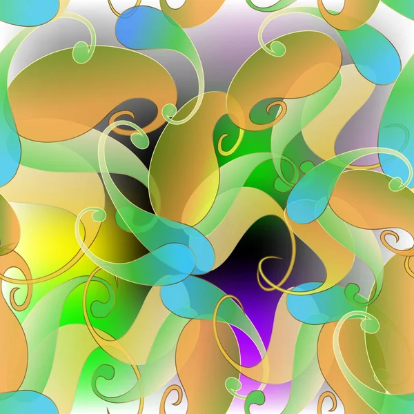 Transluzenten bunten Paisley-Blüten nahtlose Muster. Vektor oder — Stockvektor