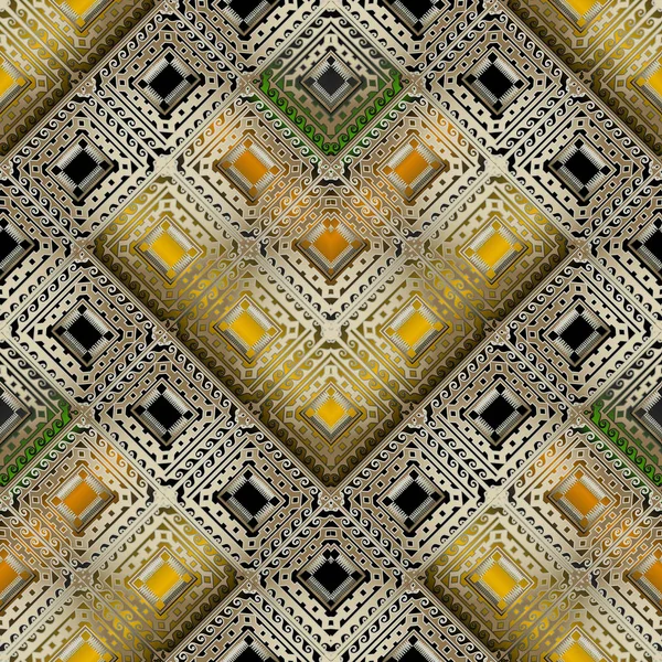 Stammes ethnischen Stil geometrische griechische 3d nahtlose Muster. Oberfläche — Stockvektor