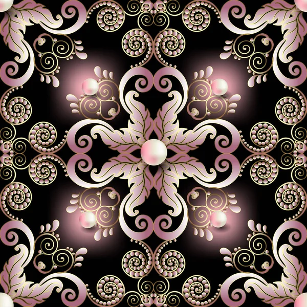 Elegancia vintage joyería floral patrón sin costuras. Hermosa orna — Vector de stock