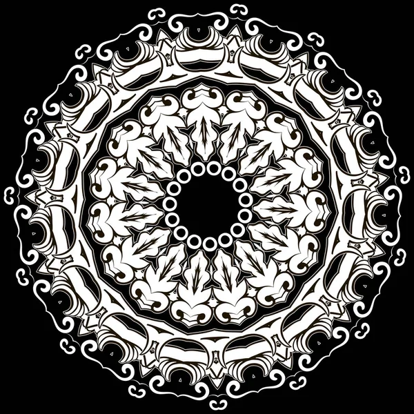 Baroque black and white vector mandala pattern. Ornamental decor — Stock Vector