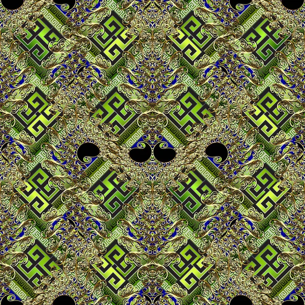 Estilo étnico floral Paisley patrón sin costuras. Griego geométrico ba — Archivo Imágenes Vectoriales