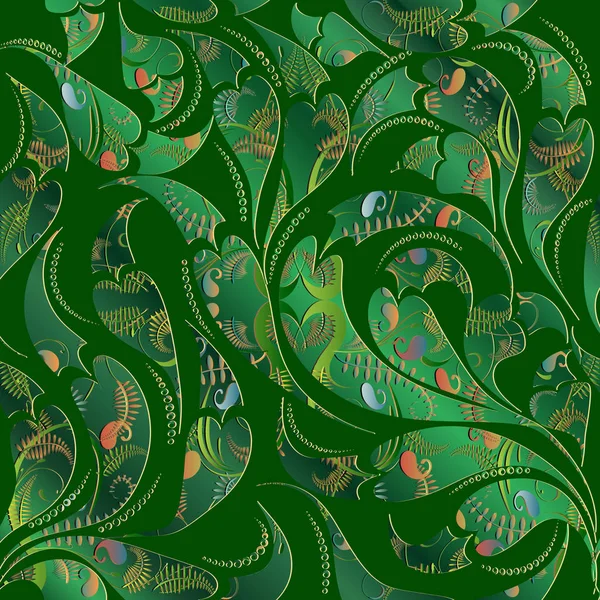 Paisley floral vert motif sans couture. Style ethnique oriental pa — Image vectorielle