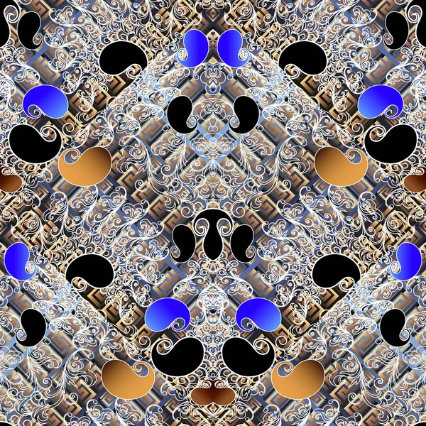 Винтажные декоративные цветочные Пейсли бесшовный узор. Геометрический гр — стоковый вектор