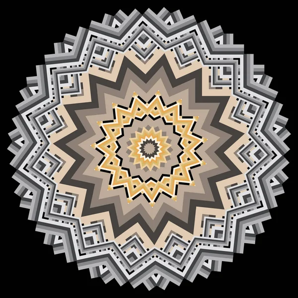 Färgglada etniska stil sicksack Mandala mönster. Vektor prydnads — Stock vektor