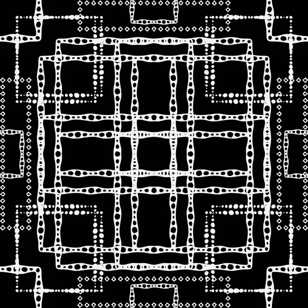 ストライプの黒と白の幾何学的ベクトルシームレスパターン。トリバ — ストックベクタ