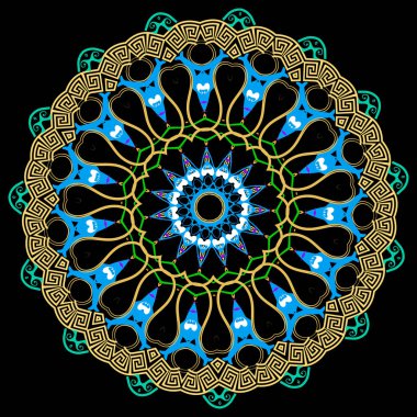 Kabile renkli yunan vektör mandala desen. Etnik üslup orna