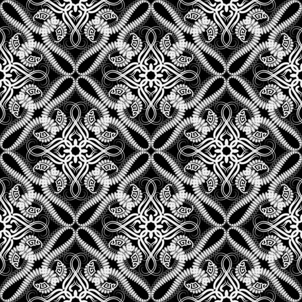 黒と白のアラベスクシームレスパターン。ベクトル観賞用ar — ストックベクタ