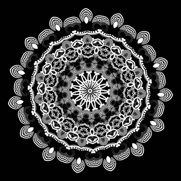 Vector griego patrón de mandala redondo blanco y negro. Ornamental — Archivo Imágenes Vectoriales