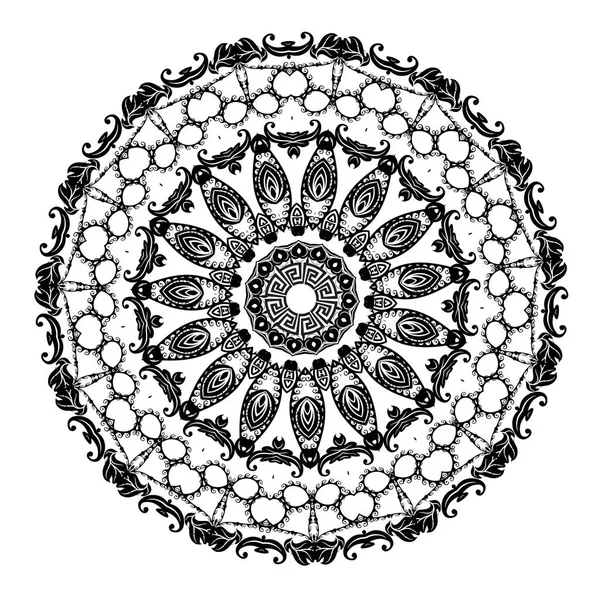 Görög vektor fekete-fehér luxus Mandala mintát. Díszítő — Stock Vector