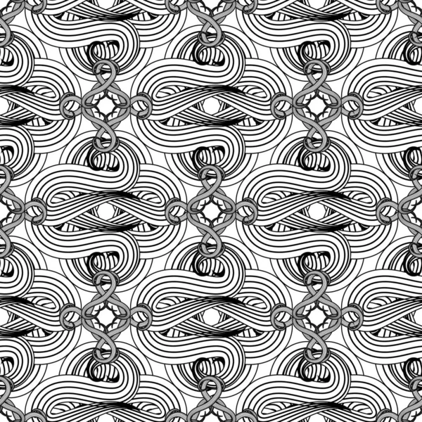 抽象的な複雑なラインアートトレートリーベクトルシームレスパターン。Bla — ストックベクタ