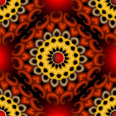 3d çiçek vektör dikişsiz desen. Modern süs parlayan bac