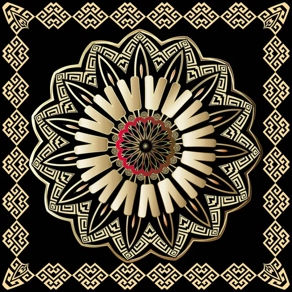 Griekse kleurrijke ronde vector Mandala patroon met vierkante frame. T — Stockvector