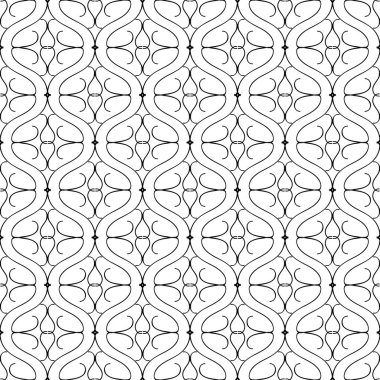 Dalga çizgileri arabesk siyah ve beyaz vektör dikişsiz desen. Süs Arap tarzı arka plan. Tek renkli vintage arka planı tekrarlayın. El çizilmiş etnik arap tarzı çizgi sanat süsü. Yalıtılmış tasarım