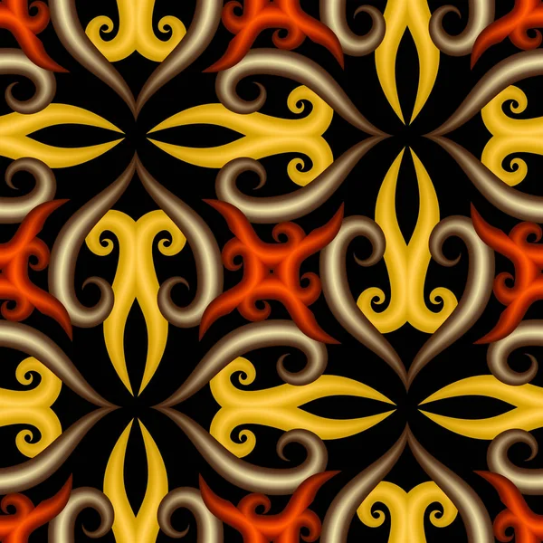 Arabesque motif vectoriel 3D sans couture. Surface décor de style arabe ornemental. Répétez le décor oriental. Décoratif vintage ligne florale art tracery ornement dessiné à la main. Belle conception avec effet — Image vectorielle