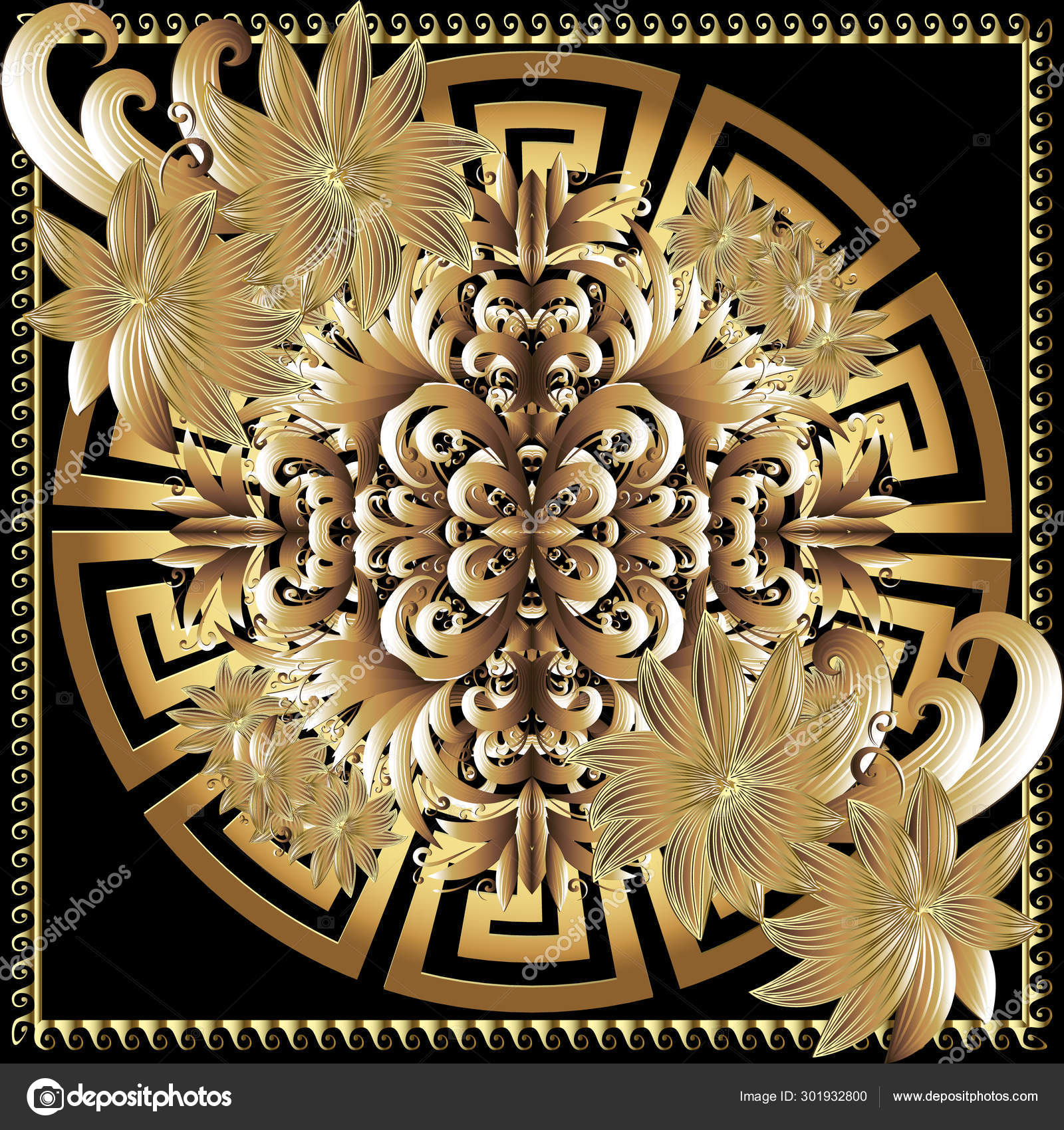 Download Greek Key Meanders Round 3d Mandala Pattern Ornamental Square Wavy Frame Modern Geometric Abstract Vector Background Ancient Decorative Luxury Ornament 3d Flowers Floral Beautiful Surface Design Stock Vector Royalty Free Vector Image