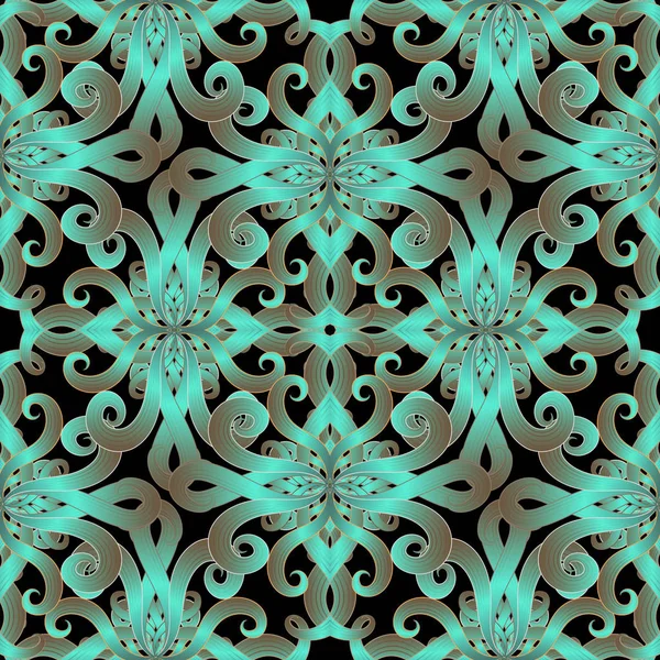 3d vector floral de lujo patrón sin costura. Superficie ornamental bea — Vector de stock