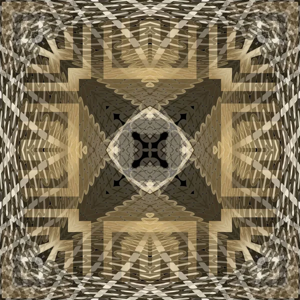 Breuk fantasie abstracte vector naadloos patroon. Decoratieve creatieve geometrische achtergrond. Vierkante Griekse stijl frame. Radiaal vloeiende vormen, golflijnen, rondingen. Moderne decoratieve textuur. — Stockvector