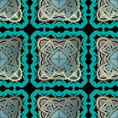 Süslü, pürüzsüz desen. Vektör ekose arka plan. Etnik arka plan desenli. Soyut çiçekler, yapraklar, geometrik şekiller, çizgiler. Güzel kabile süsleri. Kare çerçeveler, şekiller