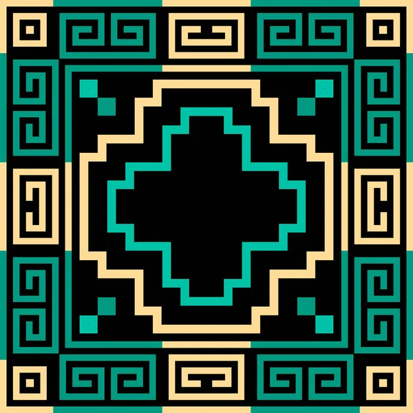 Padrão sem emenda vetorial grego geométrico. Fundo de estilo étnico tribal abstrato. Repita o pano de fundo ornamentado colorido. Elegante ornamento moderno. Quadros quadrados gregos antigos, linhas, meandros chave gregos —  Vetores de Stock