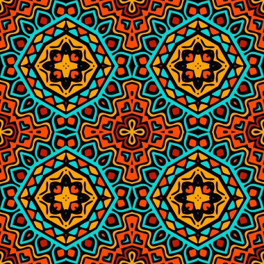 Kabile renginde, pürüzsüz vektör deseni. Etnik dekoratif soyut arka plan. Parlak dekoratif arka plan. Soyut şekilli geleneksel halk süsleri, mandalalar. Motley sonu olmayan tasarım