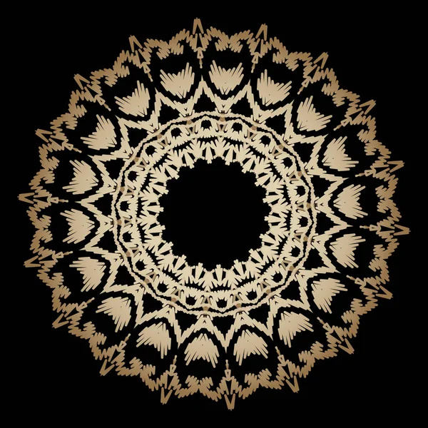 Texturerat vintage guld Mandala mönster. Prydnads bonad blommig vektor bakgrund. Barockbroderi runda spetsdekorationer. Broderade gyllene blommor, blad. Grunge textur. Utsmyckad etnisk design — Stock vektor