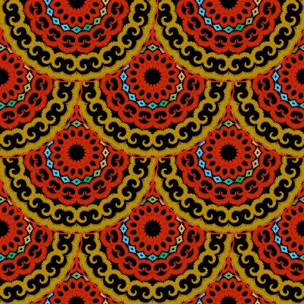 Tapiz Texturizado Mandalas Florales Patrón Sin Costuras Fondo Bordado Ornamental — Archivo Imágenes Vectoriales
