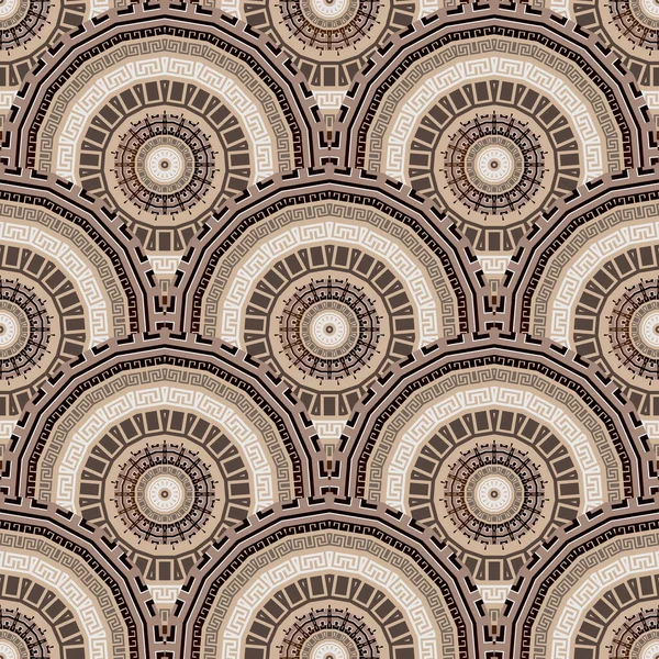 Tiled Mandalas Seamless Pattern Elegant Deco Background Greek Ornamental Repeat — Stock Vector
