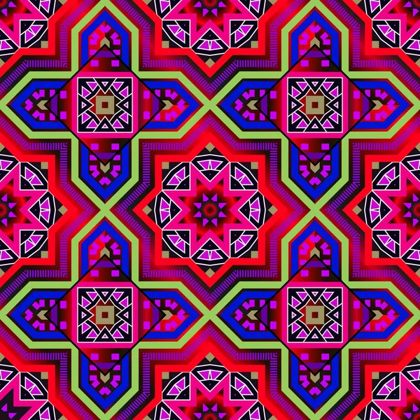 阿拉伯色矢量无缝图案 装饰的种族背景 美丽的重复几何背景 抽象的几何形状的民俗装饰品 花卉装饰现代设计 — 图库矢量图片