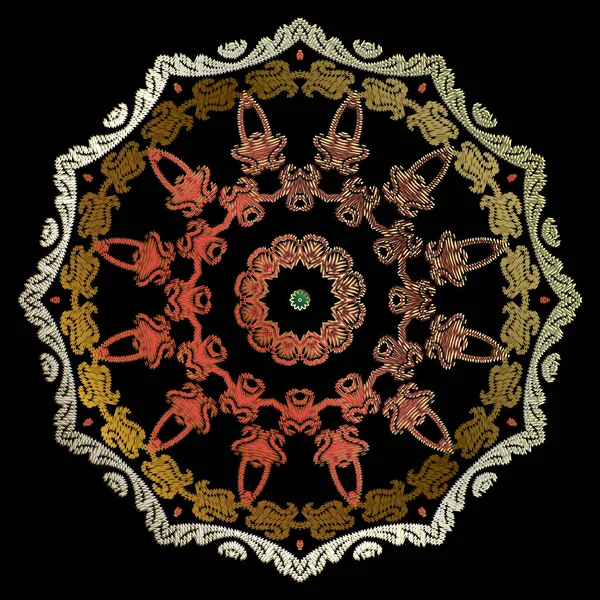 Borduren Barokke Vector Mandala Patroon Kleurrijke Bloemrijke Vintage Achtergrond Tapijtgrunge — Stockvector