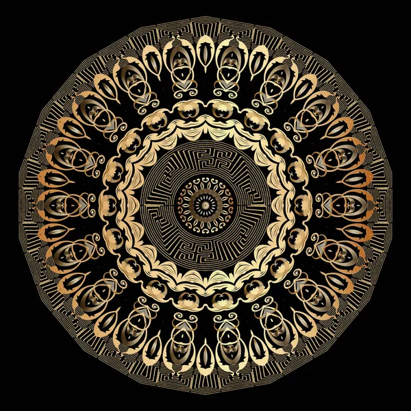 Modèle Mandala Vecteur Rond Fond Ornemental Vintage Cadres Cercle Méandre — Image vectorielle