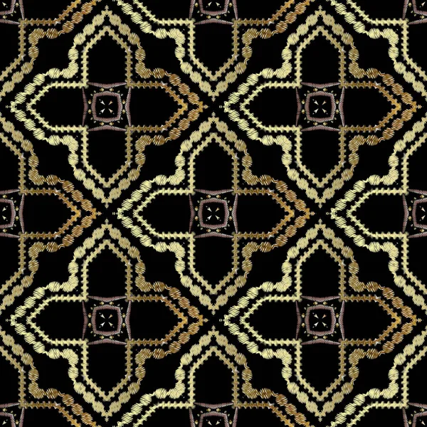 Texturiertes Gold Vektor Nahtloses Muster Arabischer Tapisserie Hintergrund Wiederholen Sie — Stockvektor