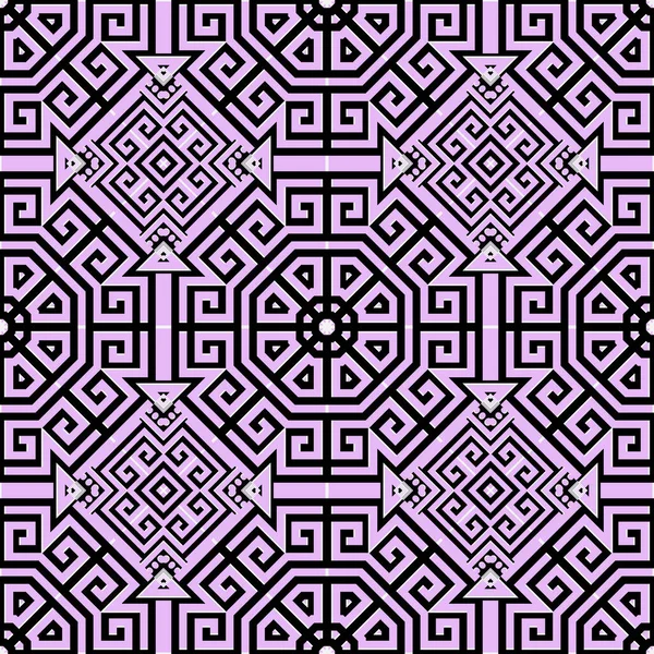 기하학적 가없는 패턴으로 그립니다 그리스의 장식용 보라색 배경을 추상적 현대적 — 스톡 벡터