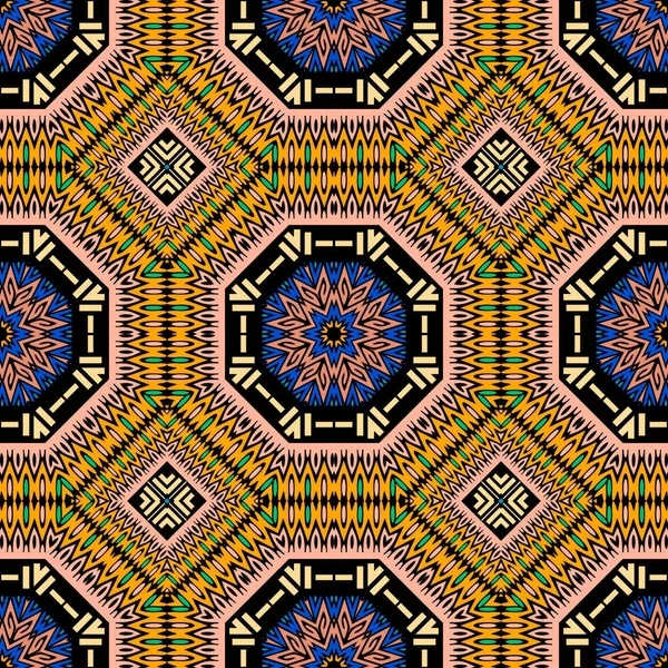 Patrón Sin Costura Mandalas Colorido Étnico Vector Fondo Geométrico Tribal — Vector de stock