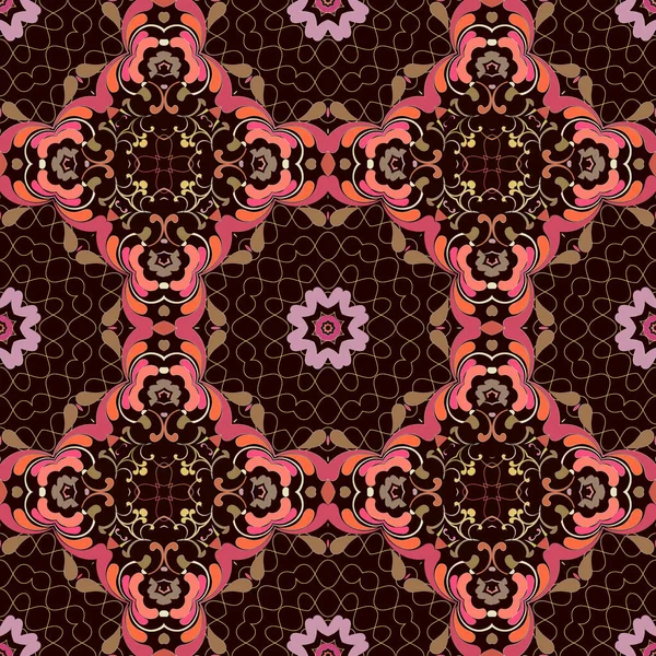 Floral Paisley Nahtloses Muster Spitze Ornamentalen Bunten Hintergrund Ethnisch Folkloristischen — Stockvektor