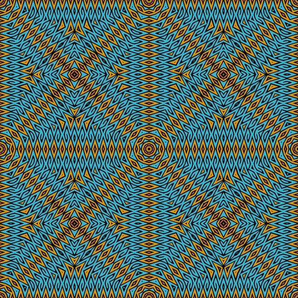 Modèle sans couture vecteur coloré ethnique. Fond géométrique tribal. Répétez élégant décor ornemental. Ornements mosaïques symétriques avec lignes zig zag, formes géométriques abstraites, lignes, losanges — Image vectorielle