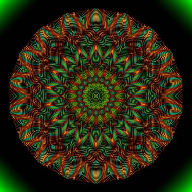 Mandala desenli renkli 3D çizgiler. Modern dekoratif yüzey arka planı. Cilt çizgisi, çiçek arkaplanı. Zarif, çiçekli süs. Dekoratif desenli tasarım. Vektör illüstrasyonu.