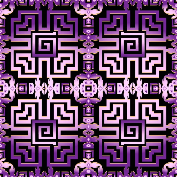 Abstrato Padrão Sem Emenda Vetor Violeta Grego Moderno Ornamental Xadrez —  Vetores de Stock