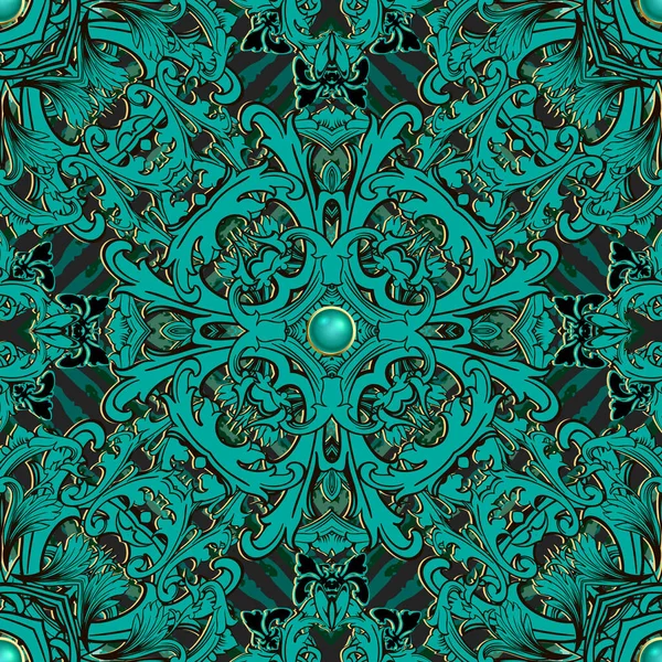 Hermoso Patrón Barroco Sin Costuras Texturizado Fondo Ornamental Grunge Repita — Vector de stock