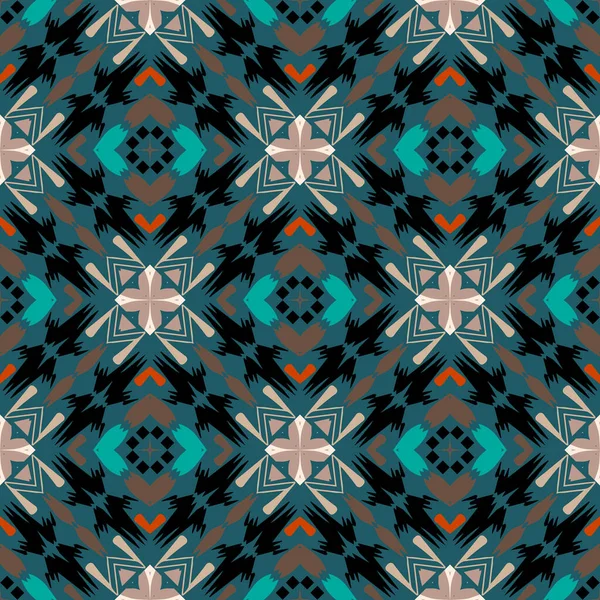 Padrão Sem Emenda Vetorial Ornamental Tribal Folk Abstrato Fundo Colorido — Vetor de Stock