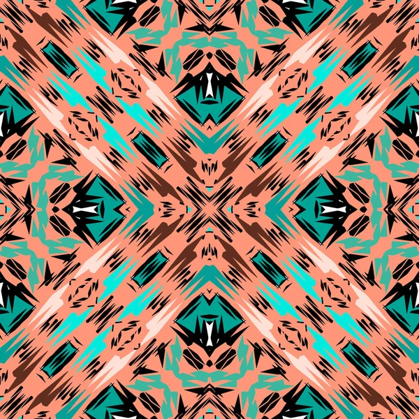 Tribal Ornamentale Vector Naadloos Patroon Folk Abstracte Kleurrijke Achtergrond Etnische — Stockvector