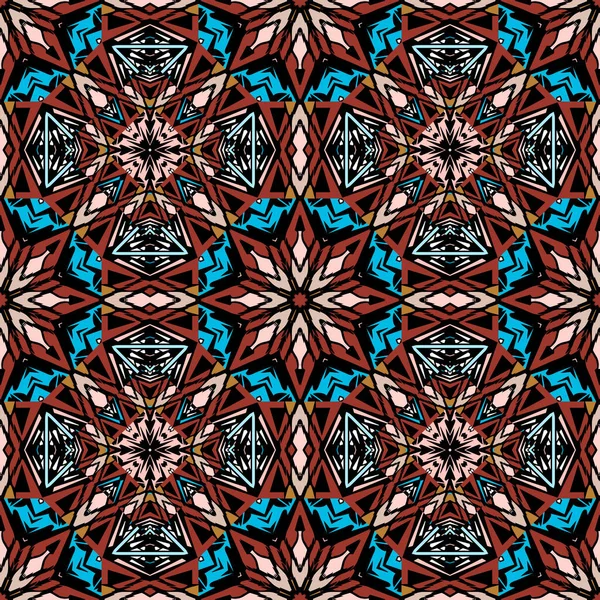 Padrão Sem Emenda Vetorial Ornamental Tribal Folk Abstrato Fundo Colorido — Vetor de Stock